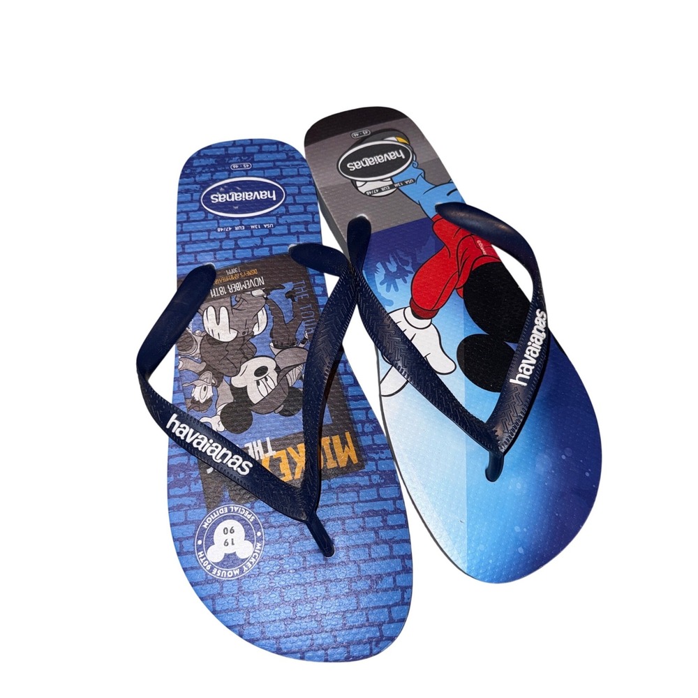 Havaianas Flip Flops sz 13 Blue Mickey Mouse 90th Special Edition Sandals